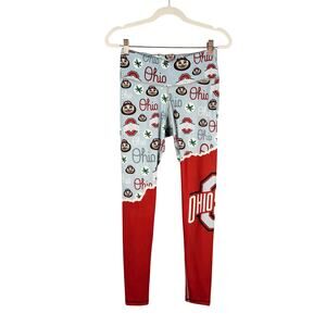Ohio State Buckeyes Leggings Womens Small Mid-rise Fandom Allover Print Blue Red